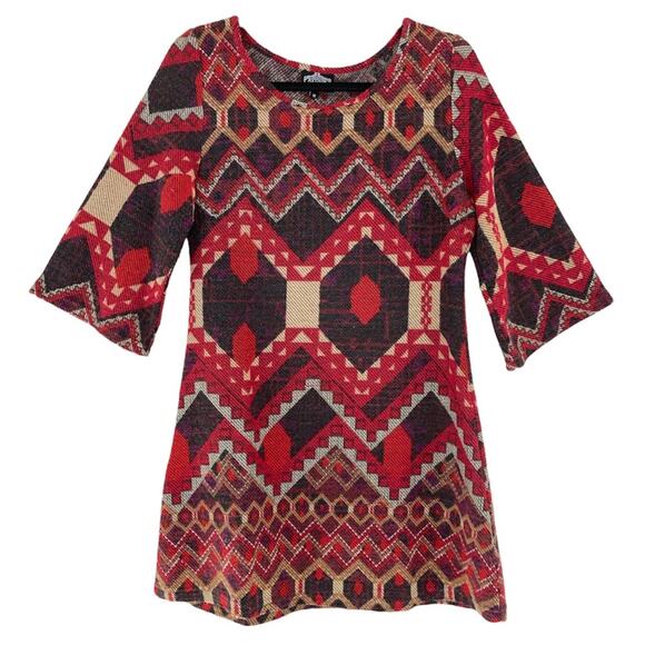 Angie Red Geometric Print Knit Dress size Medium - Picture 2 of 8